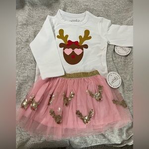 Sweet Wink Holiday shirt and reindeer tutu